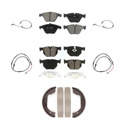 Semi-Metallic Brake Pad And Wear Sensor Front Rear Kit (7Pc) For BMW 528i xDrive