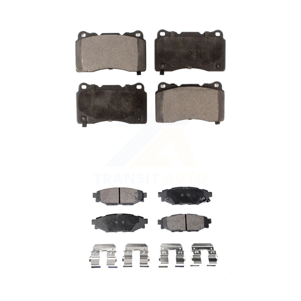 Ceramic Brake Pads Front Rear Kit For 2014 Subaru WRX With 15" Factory Wheels