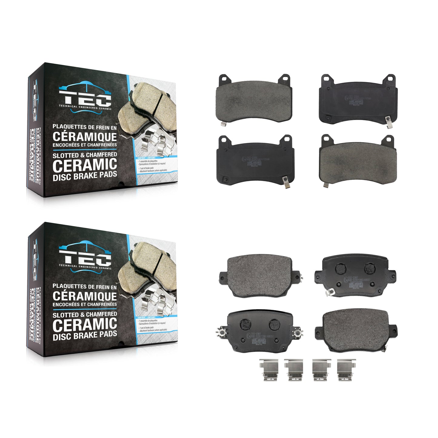 Ceramic Brake Pad Front Rear Kit For 2017-2023 Tesla 3 With Red Painted Calipers