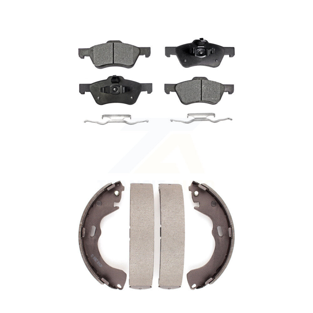 Ceramic Brake Pads And Drum Shoes Front Rear Kit For Ford Escape Mazda Tribute