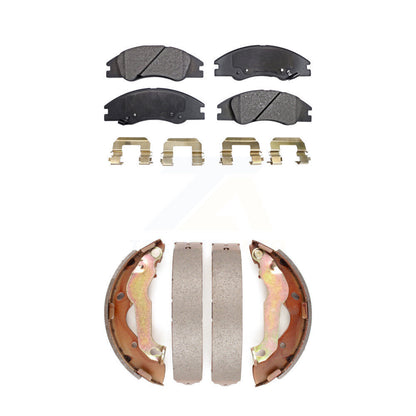 Ceramic Brake Pads And Drum Shoes Front Rear Kit For 2007-2009 Kia Spectra