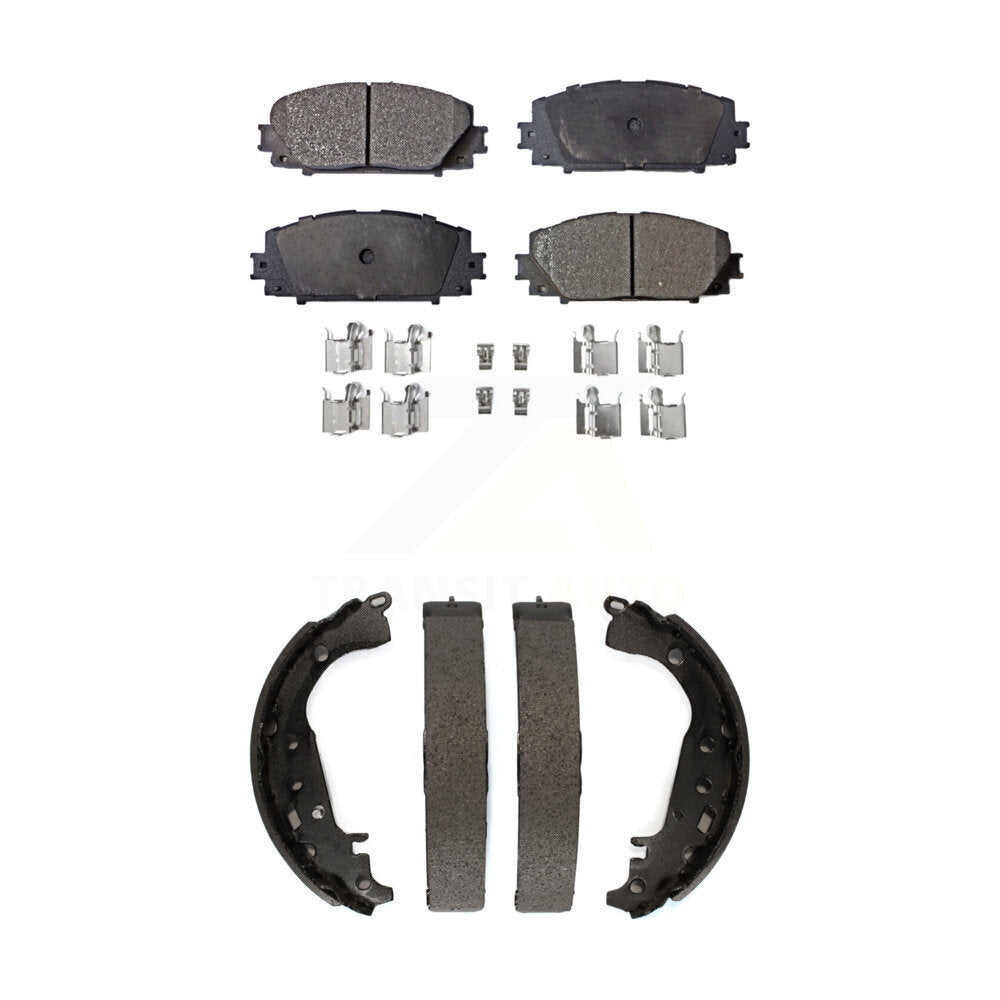 Ceramic Brake Pads And Drum Shoes Front Rear Kit For Toyota Yaris