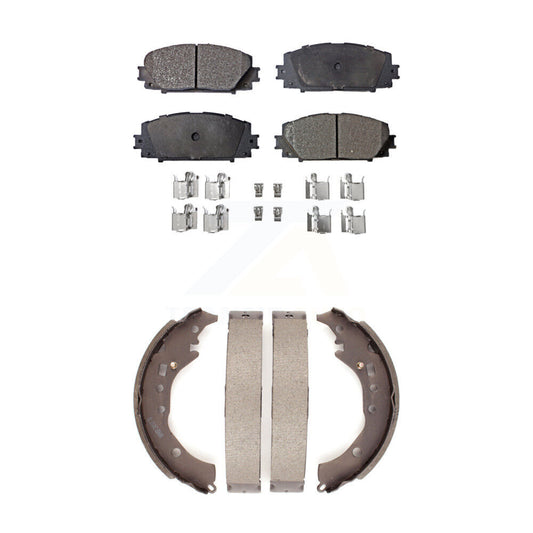 Ceramic Brake Pads And Drum Shoes Front Rear Kit For Toyota Prius C Scion iQ