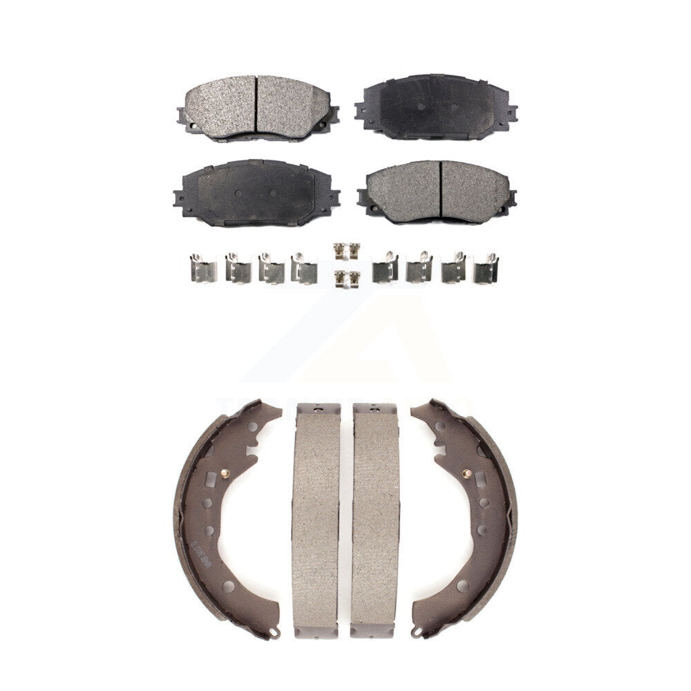 Ceramic Brake Pads And Drum Shoes Front Rear Kit For Toyota Corolla Scion xD