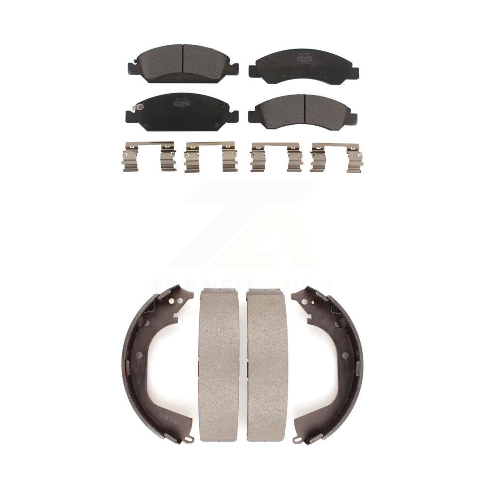 Ceramic Brake Pads And Drum Shoes Front Rear Kit For GMC Sierra 1500 Chevrolet