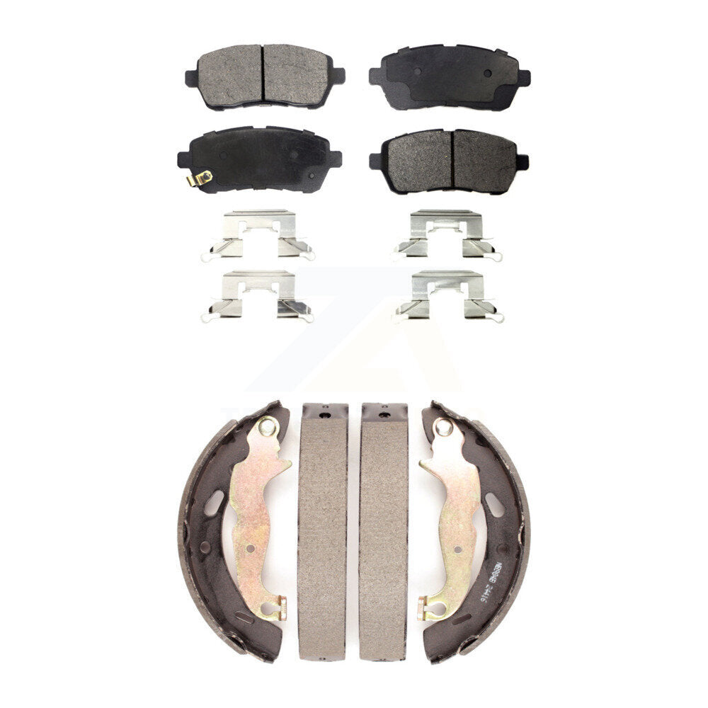 Ceramic Brake Pads And Drum Shoes Front Rear Kit For Ford Fiesta