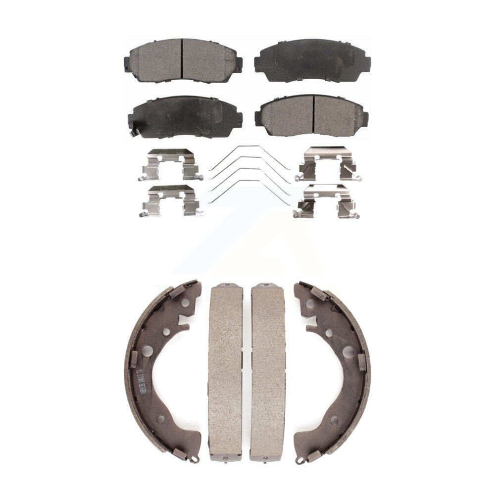 Ceramic Brake Pads And Drum Shoes Front Rear Kit For Honda Civic