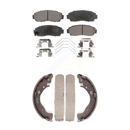 Ceramic Brake Pads And Drum Shoes Front Rear Kit For Honda Civic