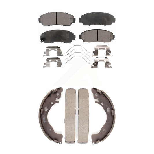 Ceramic Brake Pads And Drum Shoes Front Rear Kit For Honda Civic