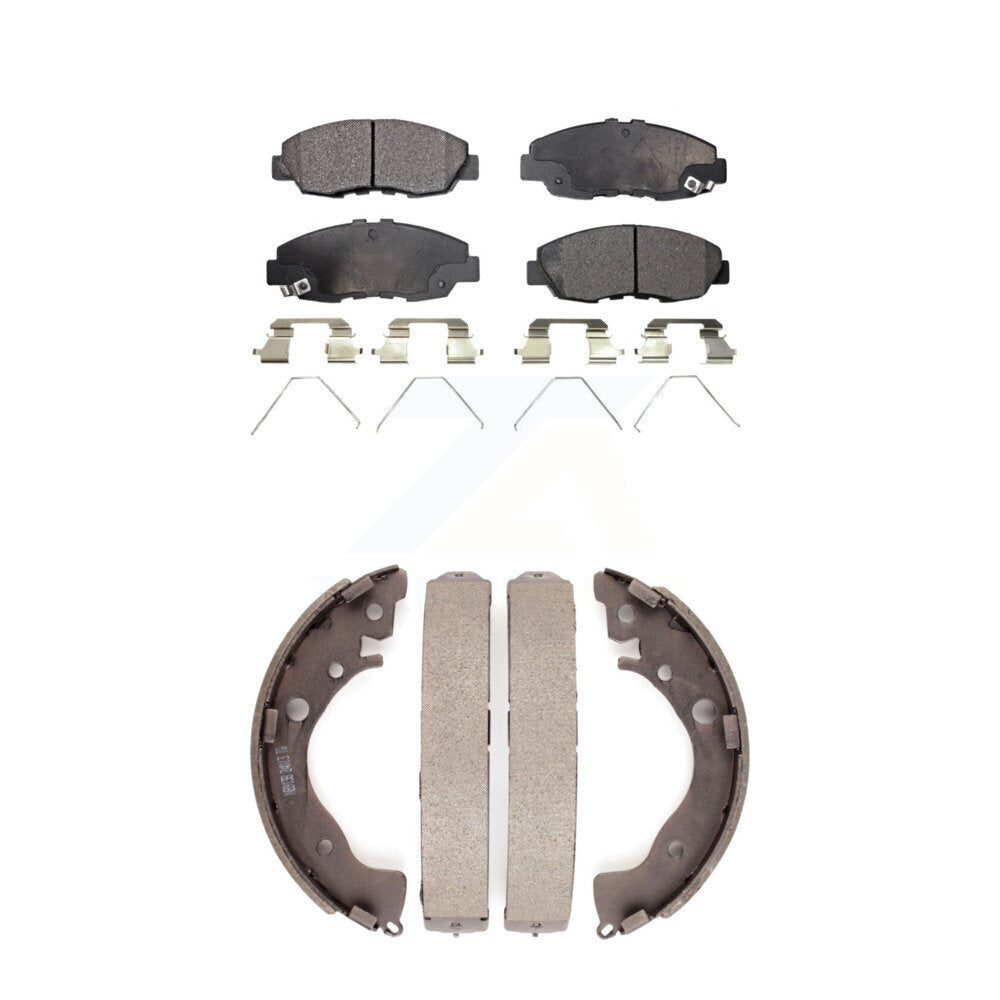 Ceramic Brake Pads And Drum Shoes Front Rear Kit For Honda Civic