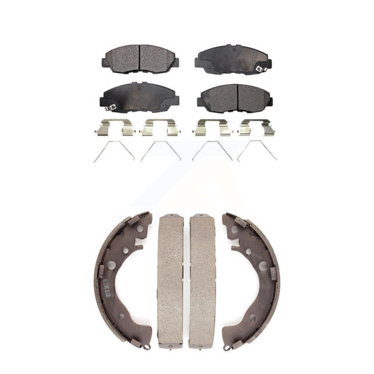 Ceramic Brake Pads And Drum Shoes Front Rear Kit For Honda Civic