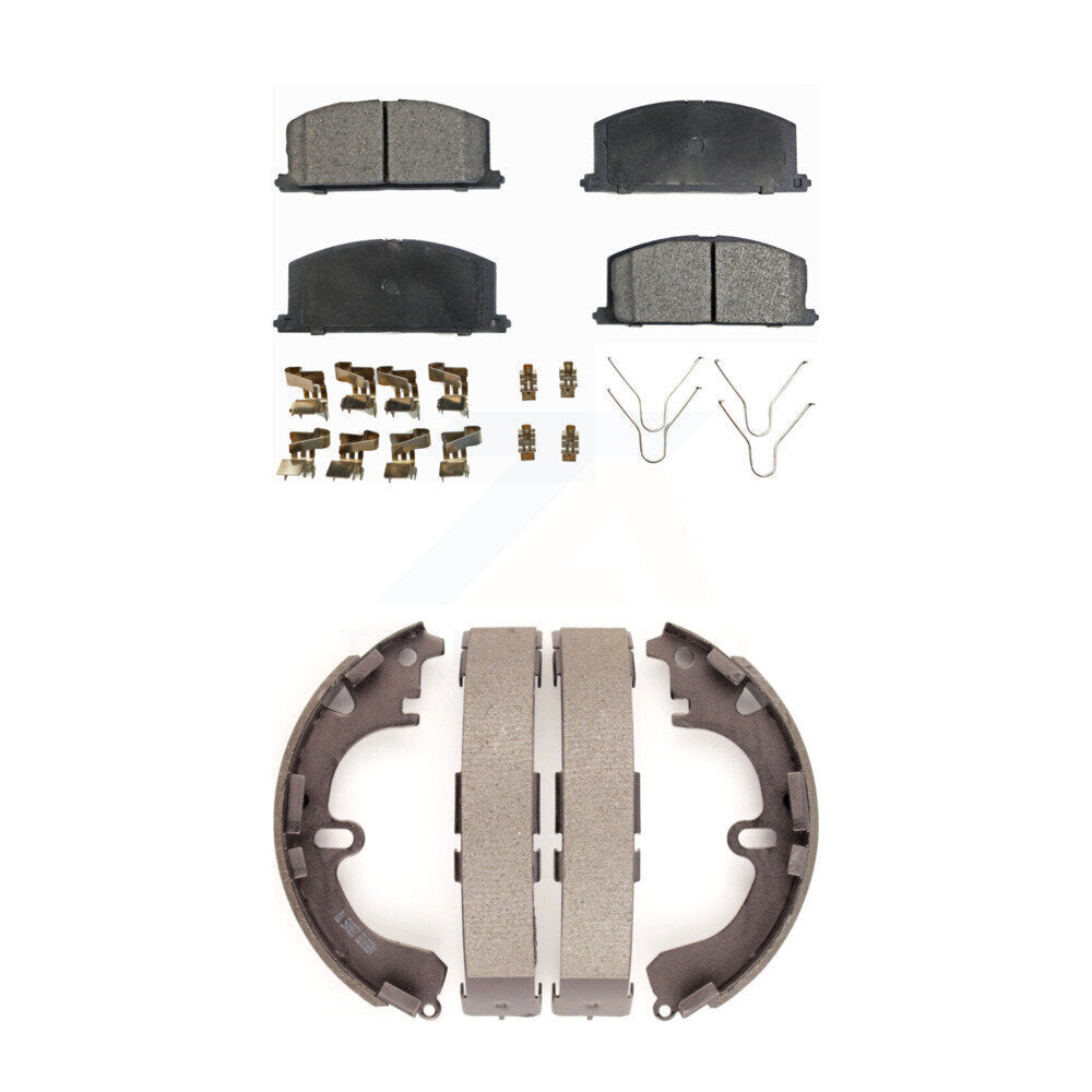 Ceramic Brake Pads & Drum Shoes Front Rear Kit For Toyota Corolla Chevrolet Nova