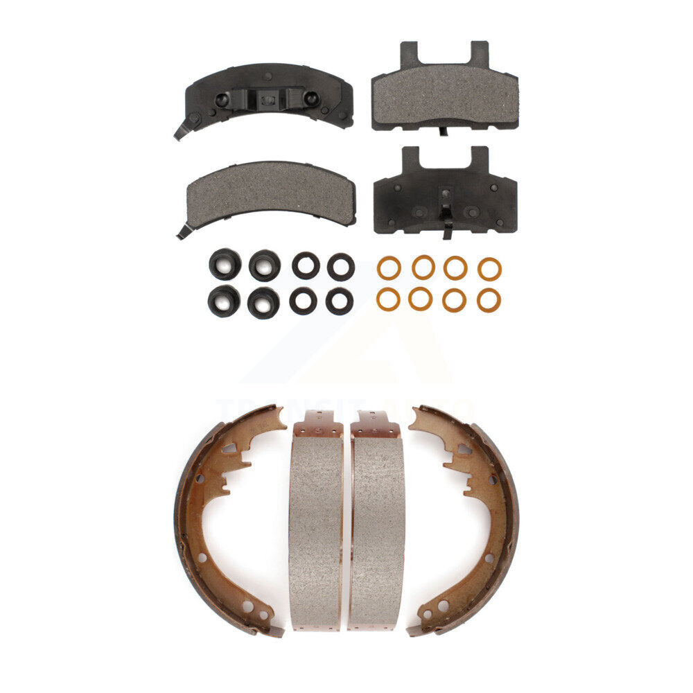 Ceramic Brake Pads Drum Shoes Front Rear Kit For Dodge Ram 1500 Cadillac DeVille