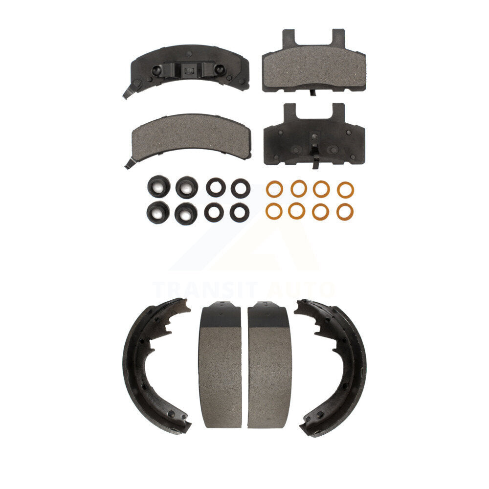 Ceramic Brake Pads Drum Shoes Front Rear Kit For Chevrolet GMC K1500 C1500 K2500
