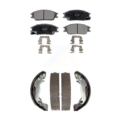 Ceramic Brake Pads And Drum Shoes Front Rear Kit For 2003-2005 Hyundai Accent