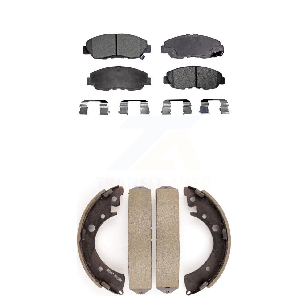 Ceramic Brake Pads And Drum Shoes Front Rear Kit For Honda Civic Acura EL