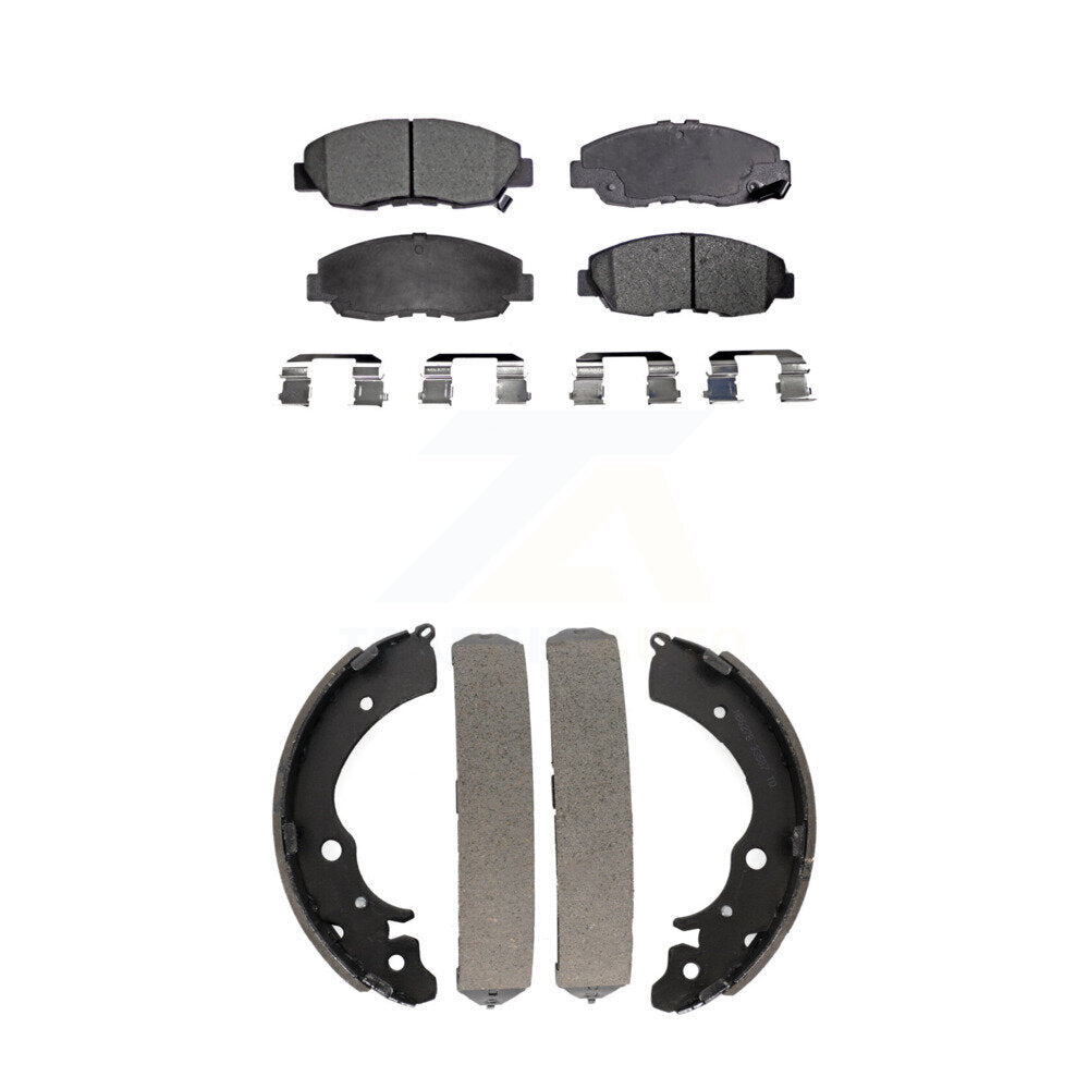 Ceramic Brake Pads And Drum Shoe Front Rear Kit For Honda Accord Sedan with 2.3L