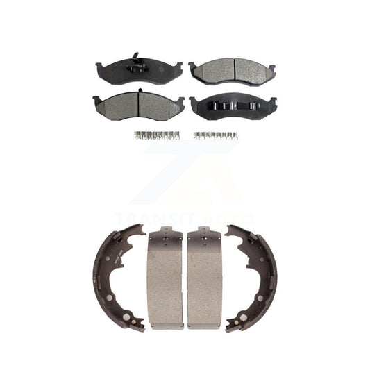 Ceramic Brake Pads Drum Shoes Front Rear Kit For Jeep Wrangler Cherokee Comanche