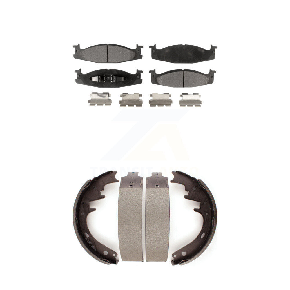 Ceramic Brake Pads And Drum Shoe Front Rear Kit For Ford F-150 Bronco E-150 Club
