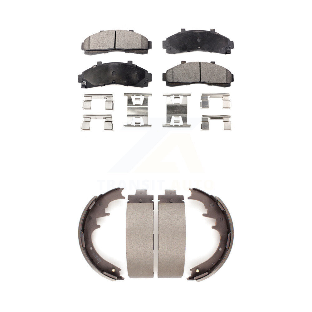 Ceramic Brake Pads & Drum Shoes Front Rear Kit For Ford Ranger Mazda B4000 B3000