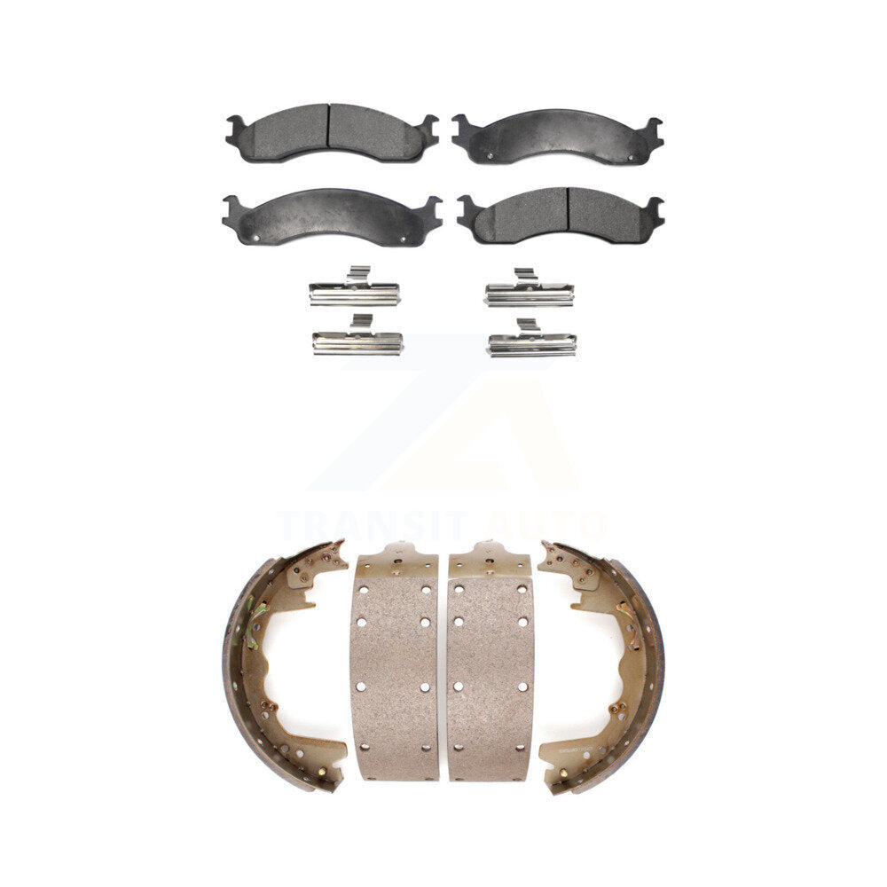 Ceramic Brake Pads Drum Shoes Front Rear Kit For Dodge Ram 2500 Ford F-350 E-350
