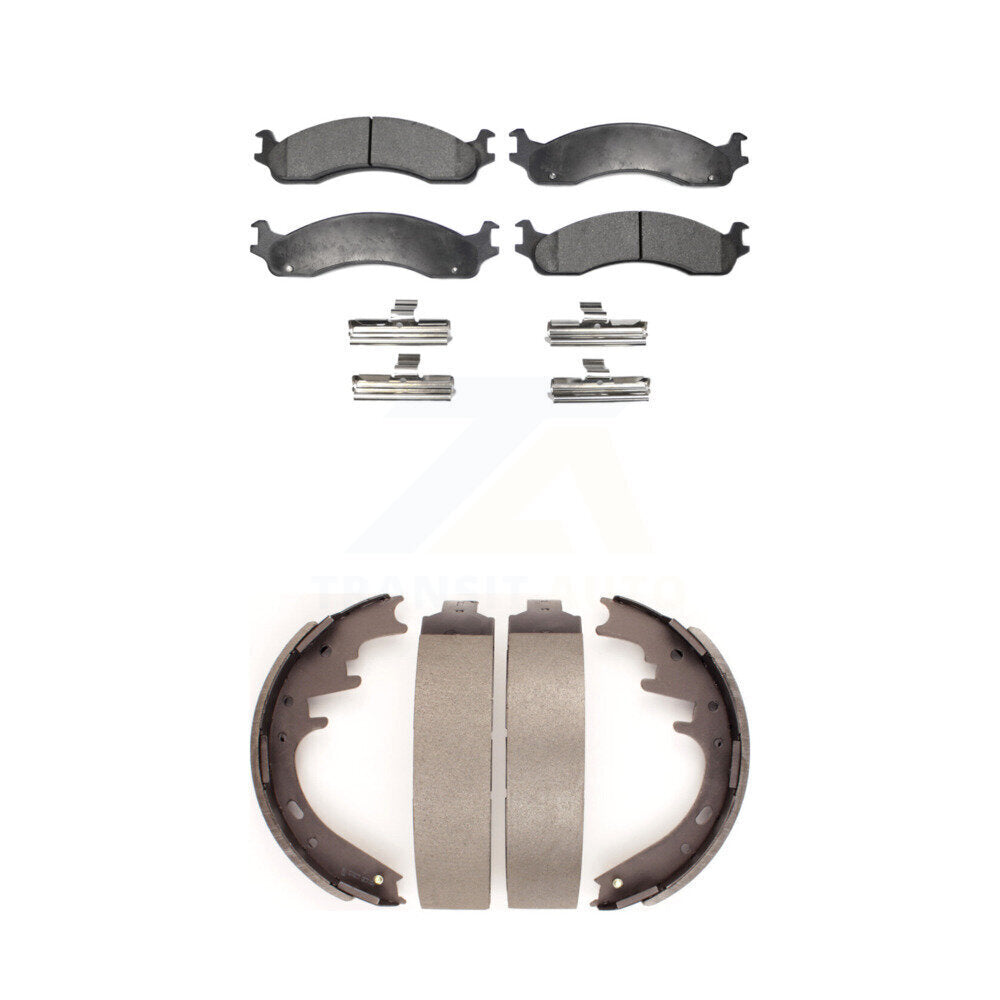 Ceramic Brake Pads & Drum Shoe Front Rear Kit For Dodge B3500 Ram 2500 Van B2500