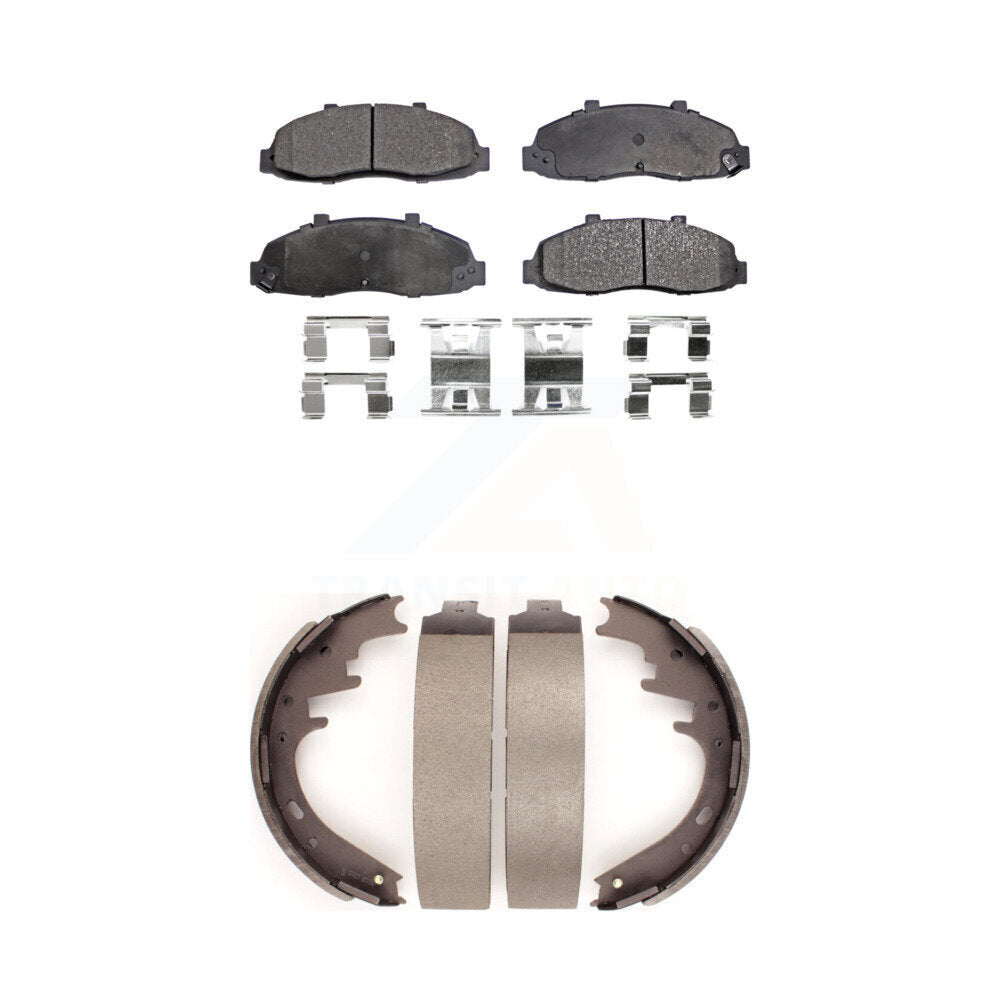 Ceramic Brake Pads And Drum Shoes Front Rear Kit For Ford F-150
