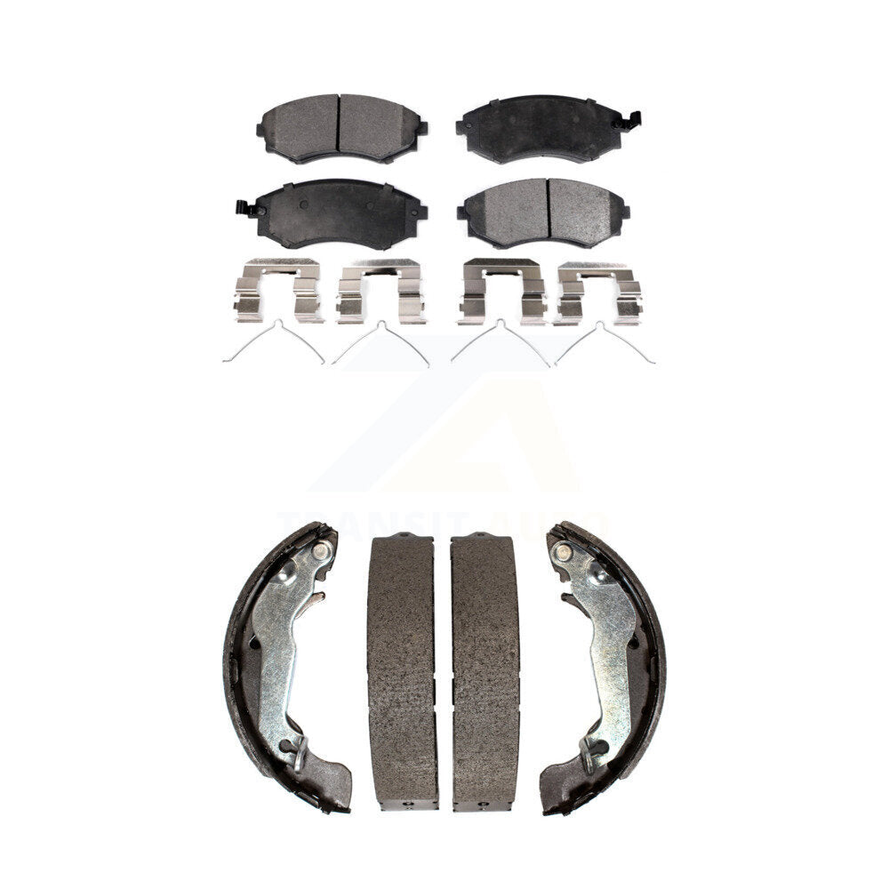 Ceramic Brake Pads And Drum Shoes Front Rear Kit For Hyundai Elantra Tiburon