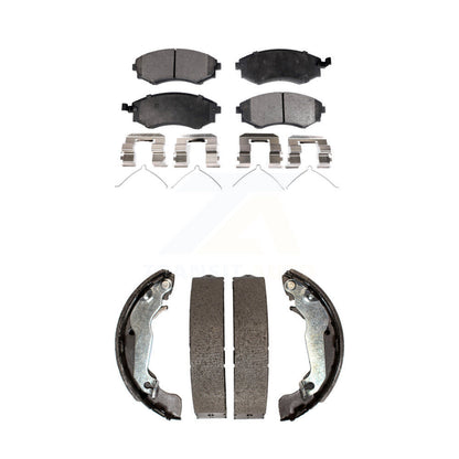 Ceramic Brake Pads And Drum Shoes Front Rear Kit For Hyundai Elantra Tiburon