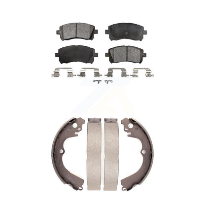 Ceramic Brake Pads Drum Shoes Front Rear Kit For Subaru Impreza Forester Outback