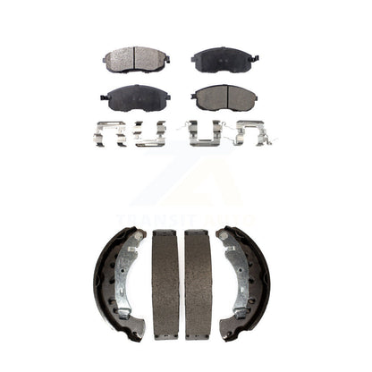 Ceramic Brake Pads And Drum Shoes Front Rear Kit For 2013-2019 Nissan Sentra