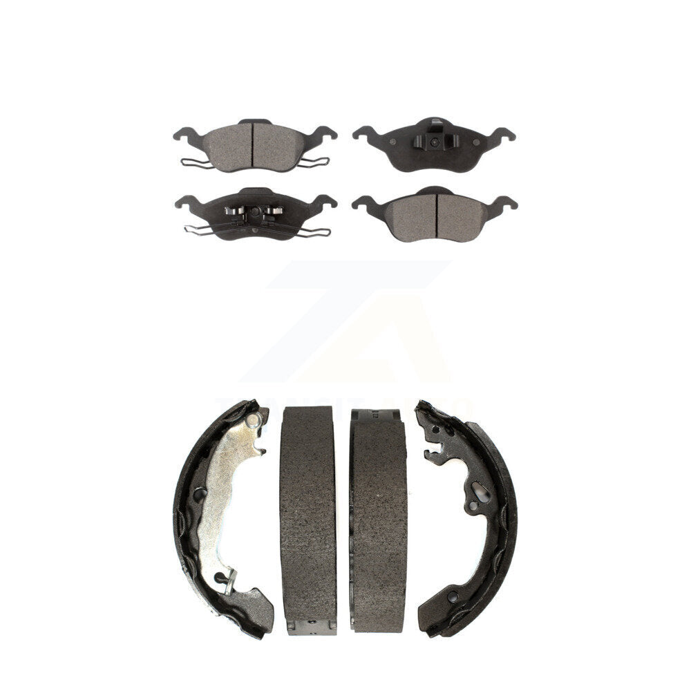 Ceramic Brake Pads And Drum Shoes Front Rear Kit For Ford Focus