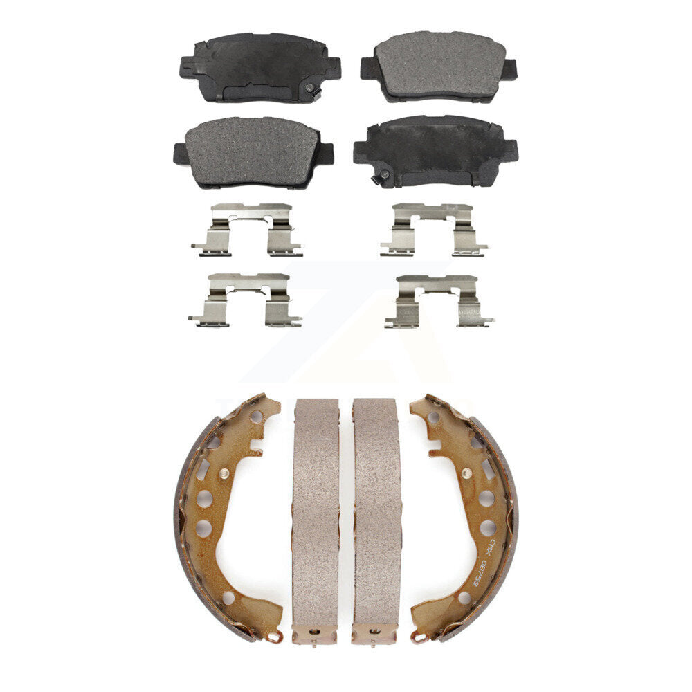 Ceramic Brake Pads Drum Shoes Front Rear Kit For Toyota Prius Celica Scion xB xA