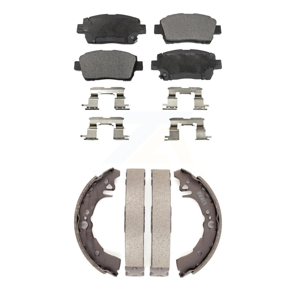 Ceramic Brake Pads And Drum Shoes Front Rear Kit For 2001-2005 Toyota Echo