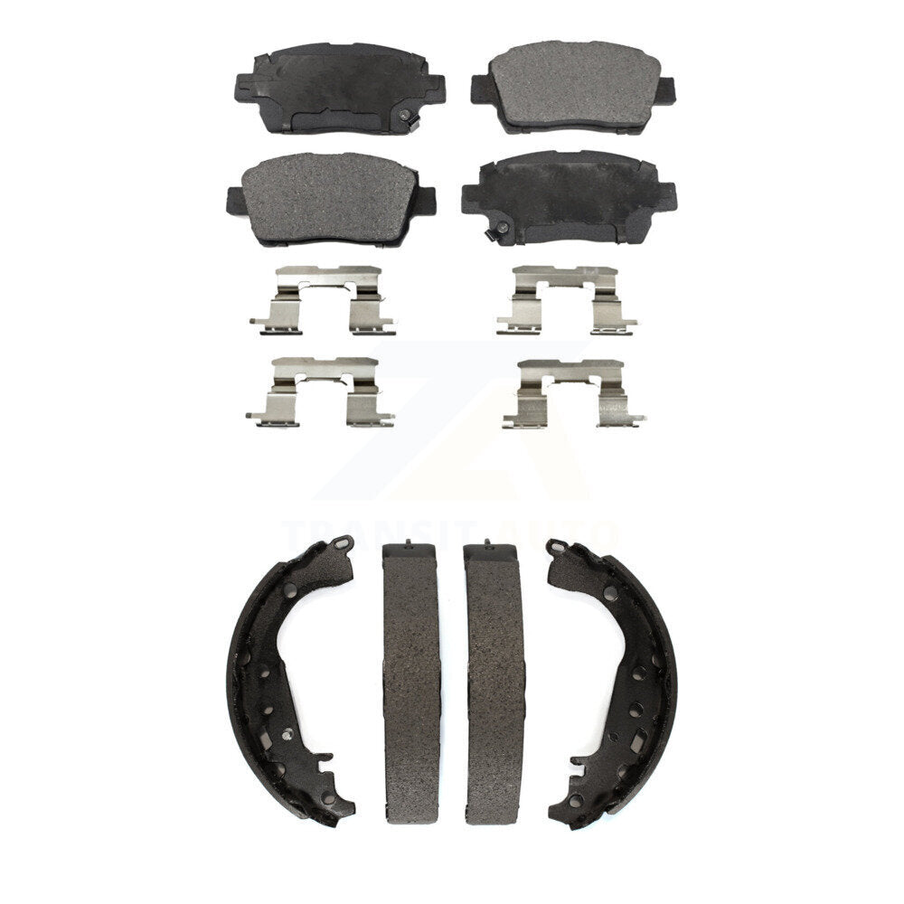 Ceramic Brake Pads And Drum Shoes Front Rear Kit For 2009 Toyota Prius