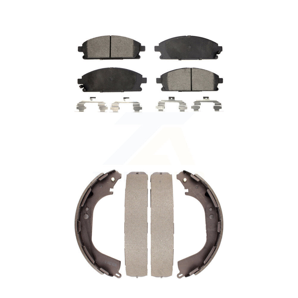 Ceramic Brake Pads & Drum Shoe Front Rear Kit For Nissan Pathfinder INFINITI QX4