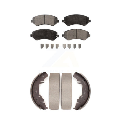 Ceramic Brake Pads & Drum Shoe Front Rear Kit For Dodge Caravan Grand Chrysler