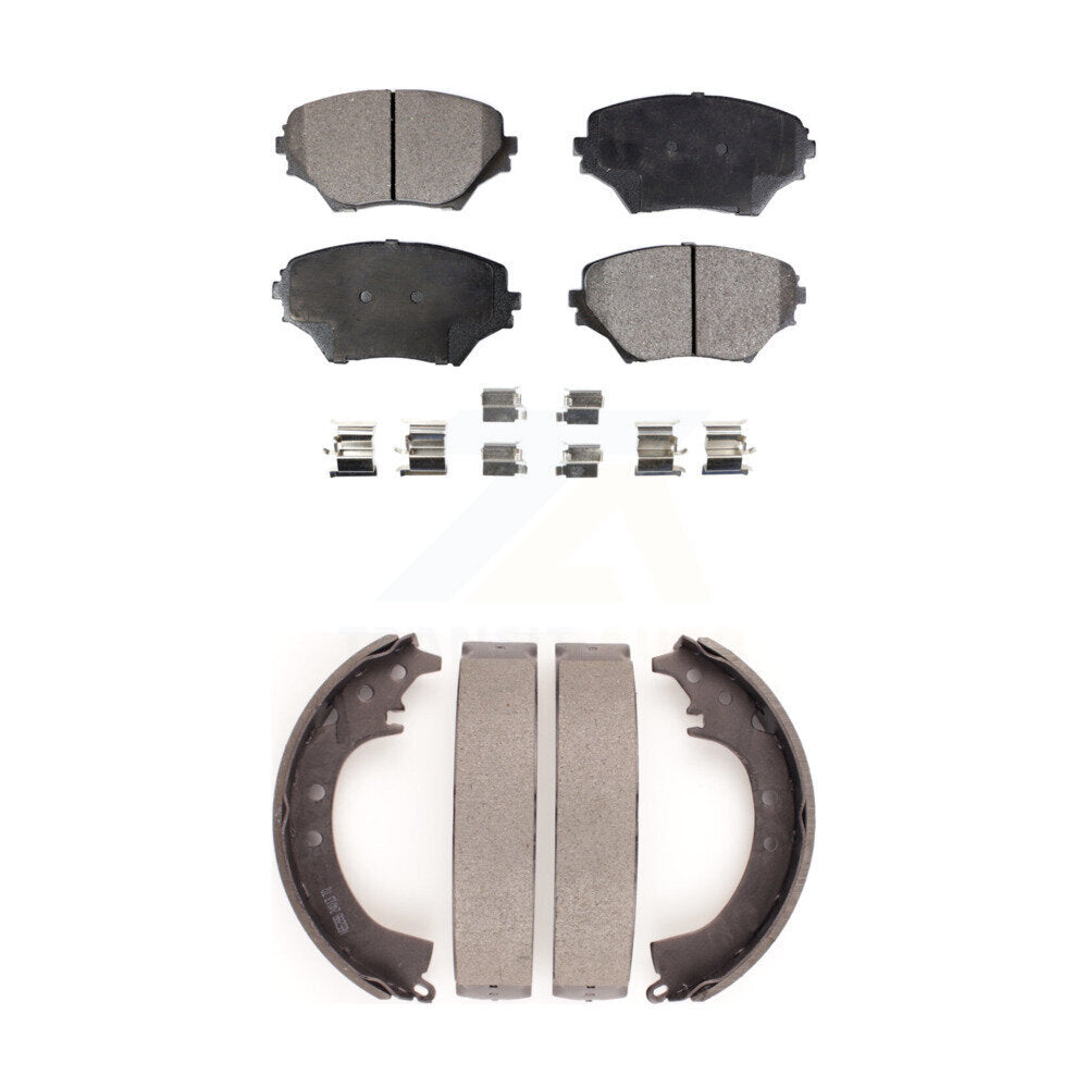 Ceramic Brake Pads And Drum Shoes Front Rear Kit For 2001-2002 Toyota RAV4