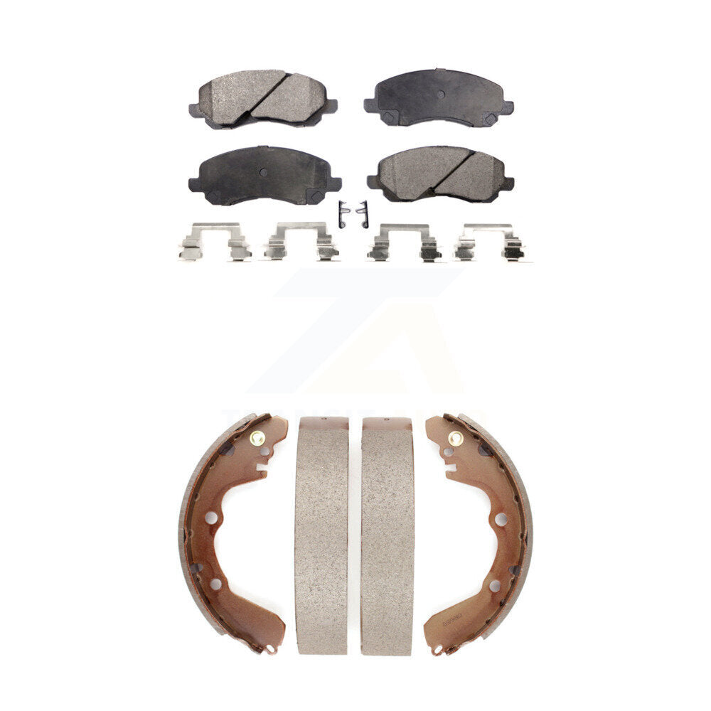 Ceramic Brake Pads And Drum Shoes Front Rear Kit For Chrysler Sebring Mitsubishi