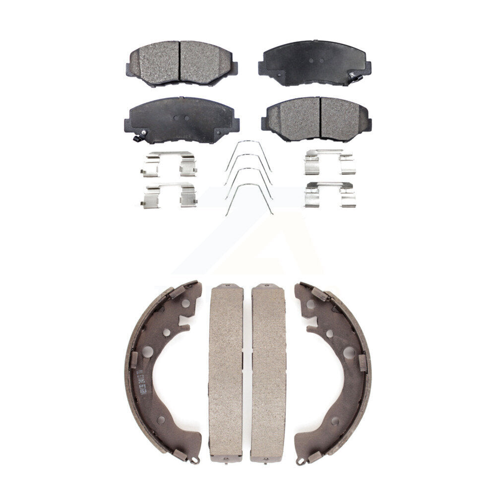 Ceramic Brake Pads And Drum Shoes Front Rear Kit For Honda Civic