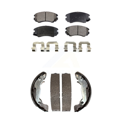 Ceramic Brake Pads And Drum Shoes Front Rear Kit For Hyundai Elantra