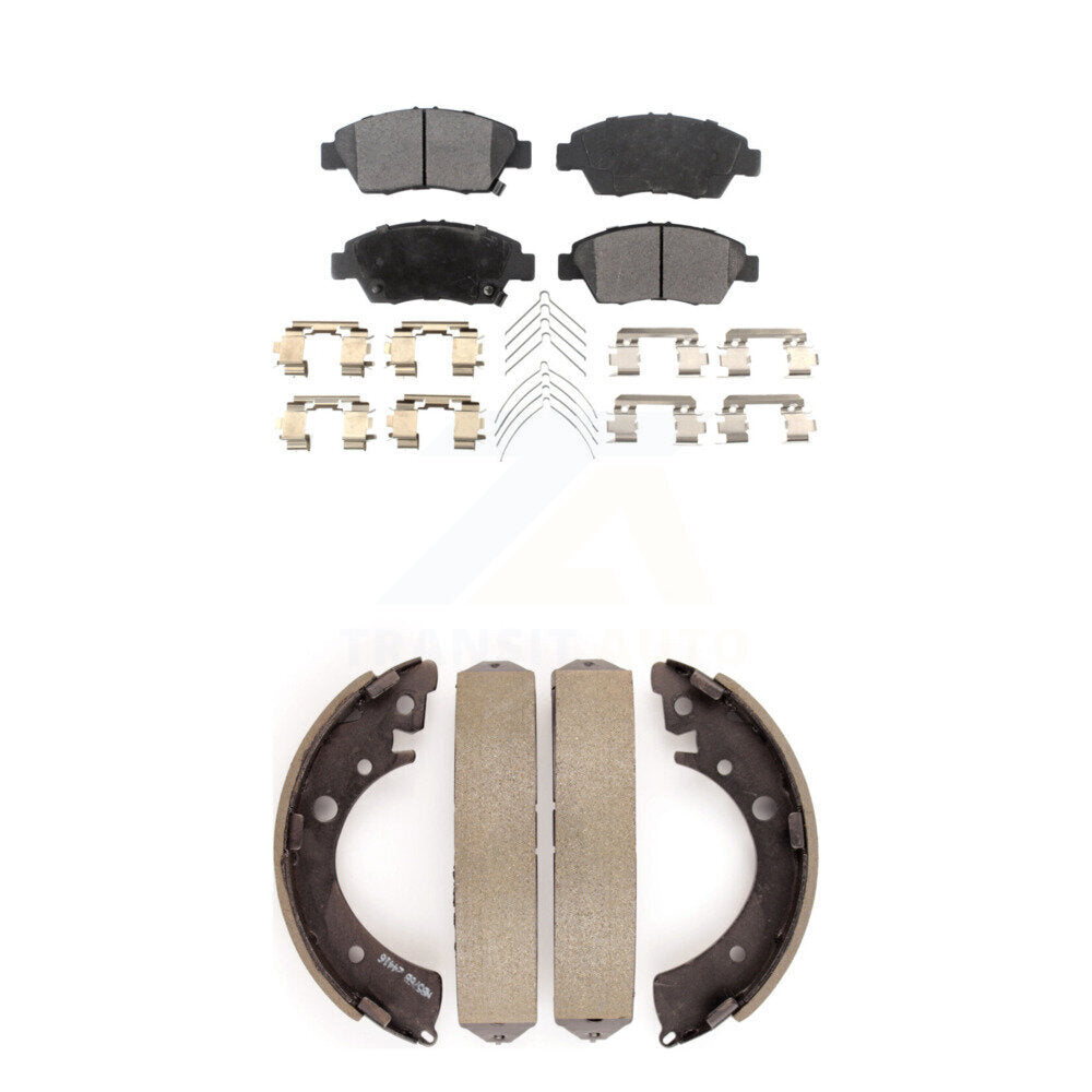 Ceramic Brake Pads And Drum Shoes Front Rear Kit For Honda Civic Fit