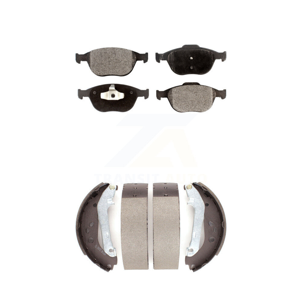 Ceramic Brake Pads & Drum Shoe Front Rear Kit For 2010-2013 Ford Transit Connect