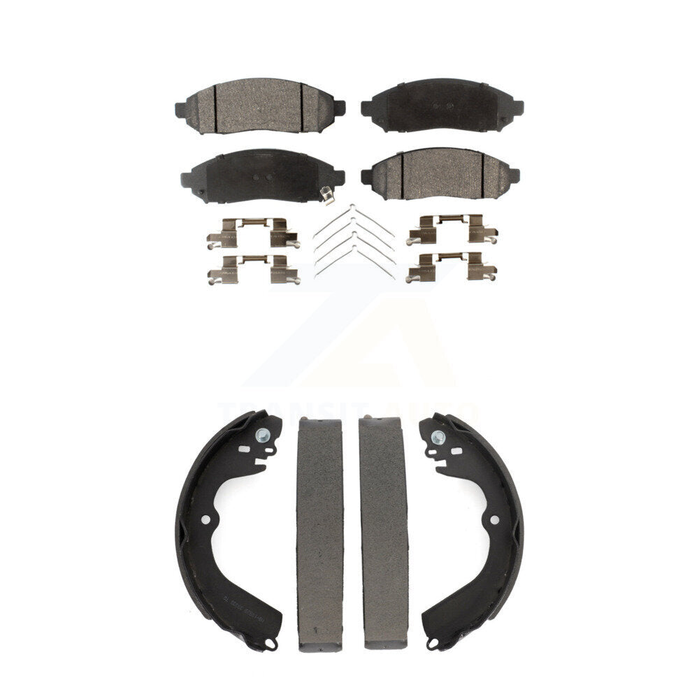 Ceramic Brake Pads And Drum Shoes Front Rear Kit For Nissan NV200 Chevrolet City