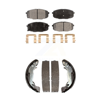 Ceramic Brake Pads And Drum Shoes Front Rear Kit For Hyundai Elantra