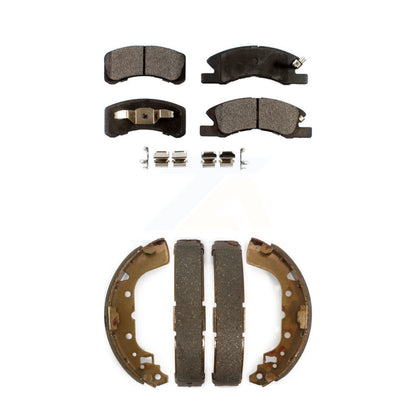 Ceramic Brake Pads And Drum Shoes Front Rear Kit For 2014-2015 Mitsubishi Mirage