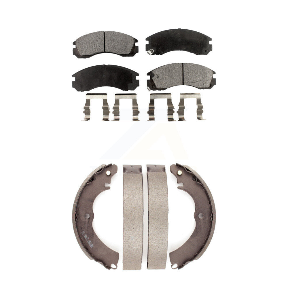 Ceramic Brake Pads And Drum Shoes Front Rear Kit For Mitsubishi Lancer