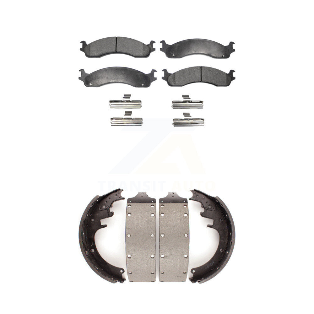 Ceramic Brake Pads And Drum Shoes Front Rear Kit For Dodge Ram 3500 Van