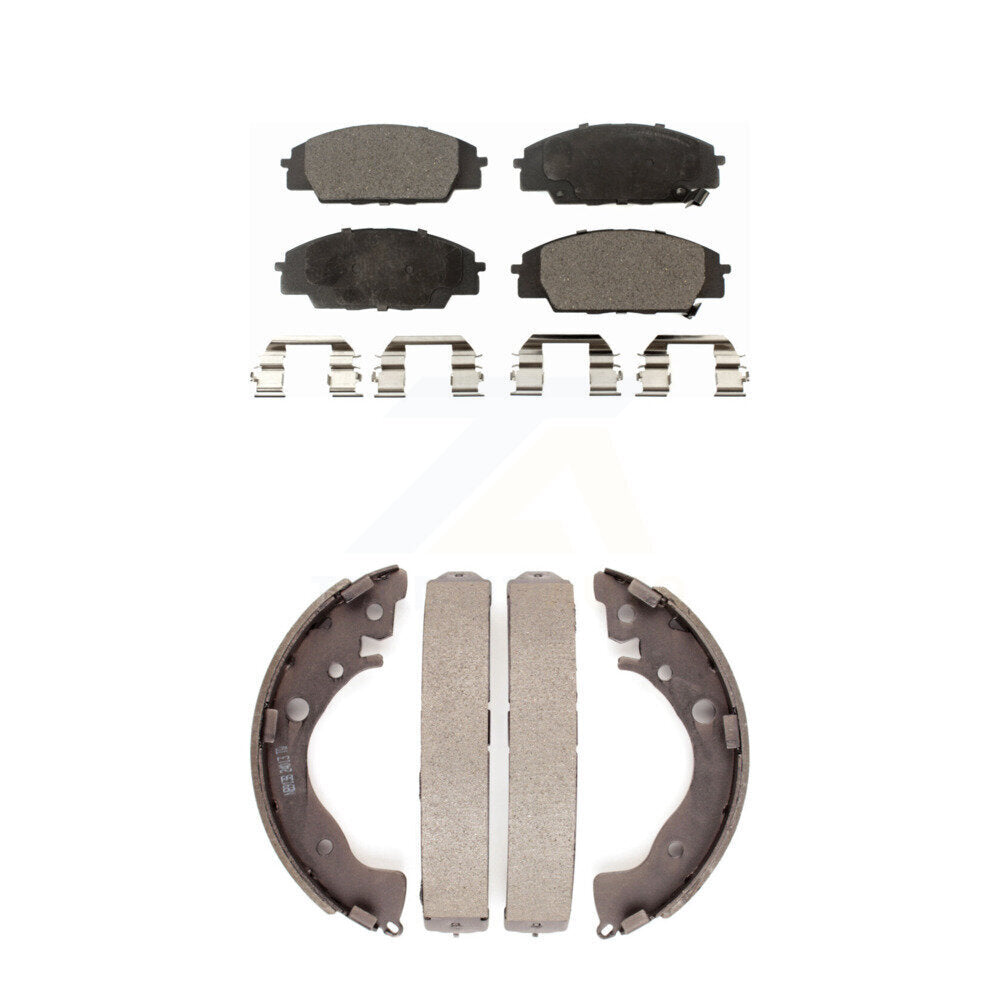 Ceramic Brake Pads And Drum Shoes Front Rear Kit For 2011 Honda Civic Si