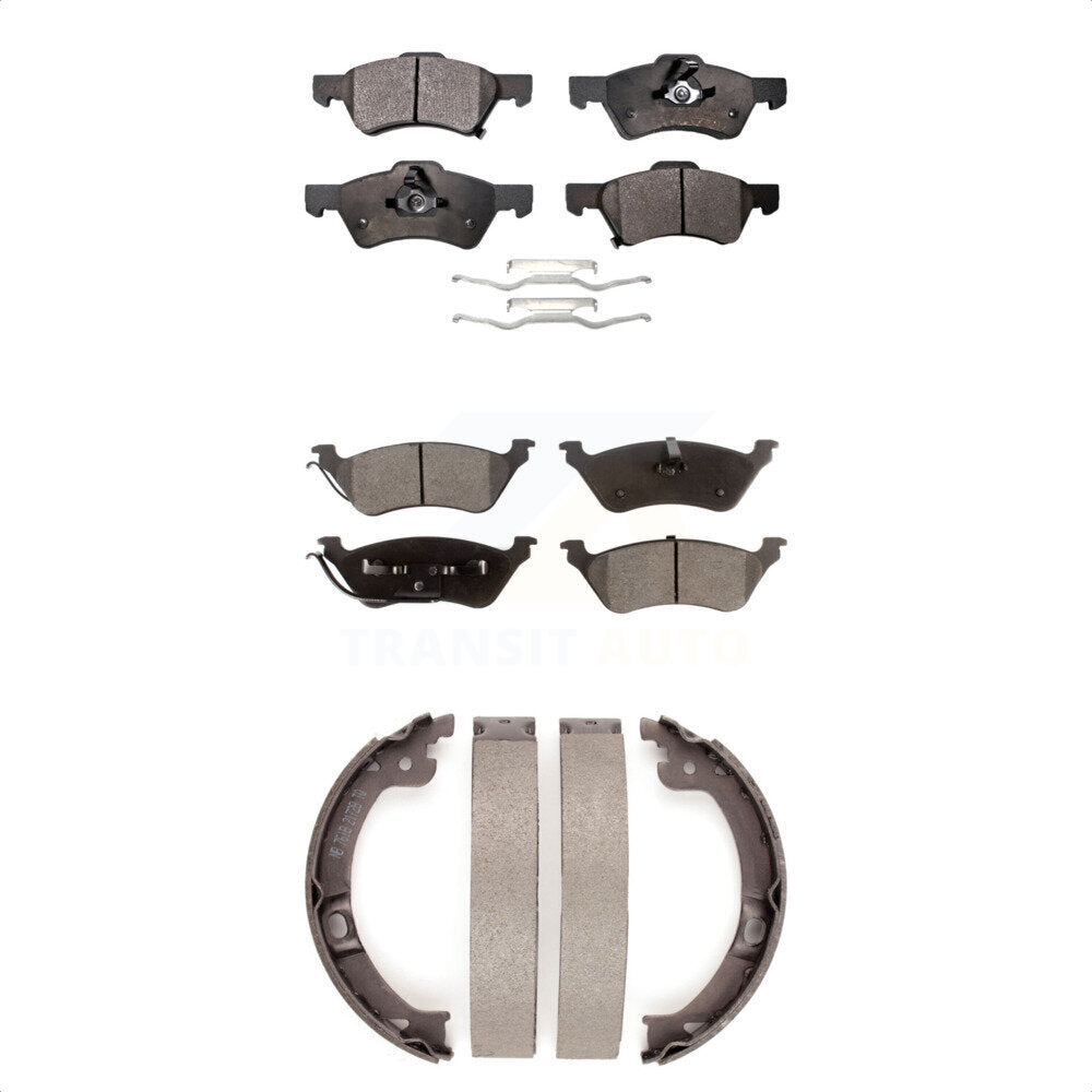 Ceramic Brake Pads Parking Shoes Front Rear Kit For Dodge Grand Caravan Chrysler